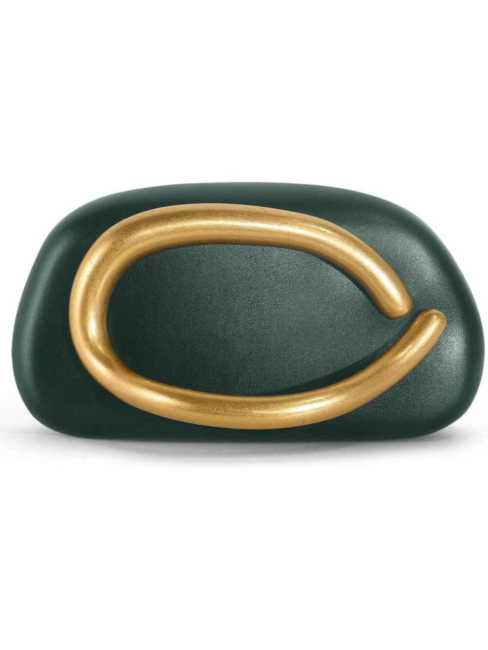 Women’s Leather Dark Green Acrylic Shell Clutch Purse Gold Chain Evening Handbag